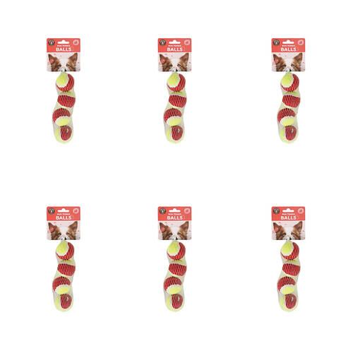 6x 4pc Dudley's World of Pets Mini Rubber Balls Dog Toy 4.2cm - Assorted