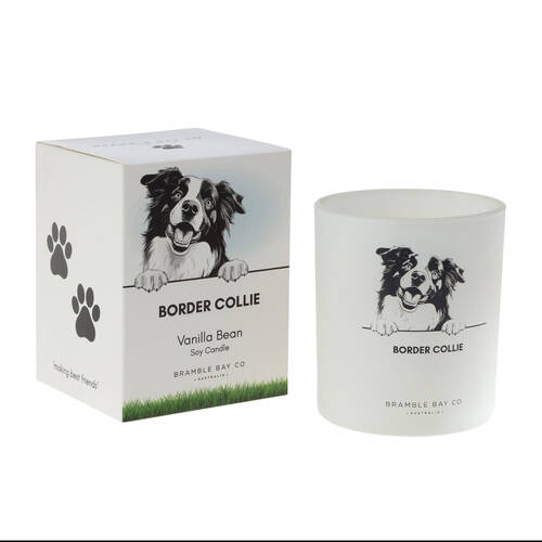 Bramble Bay Border Collie Soy Candle Warm Vanilla Scented Home Fragrance 300g