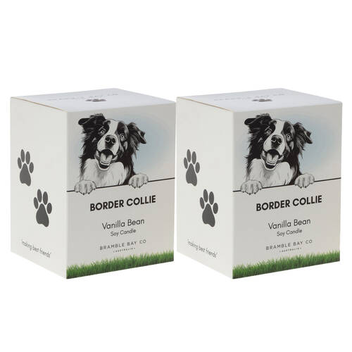 2PK Bramble Bay Border Collie Soy Candle Vanilla Scented Home Fragrance 300g