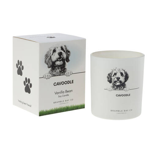 Bramble Bay Cavoodle Soy Candle Warm Vanilla Scented Home Fragrance 300g