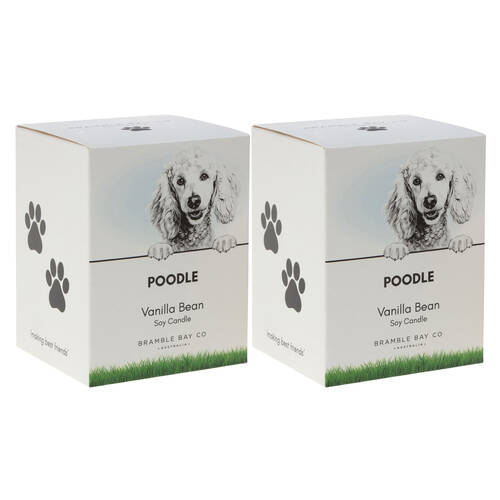 2PK Bramble Bay Poodle Soy Candle Warm Vanilla Scented Home Fragrance 300g