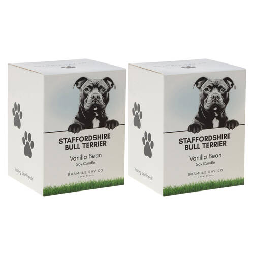 2PK Bramble Bay Staffordshire Bull Terrier Soy Candle Home Fragrance 300g
