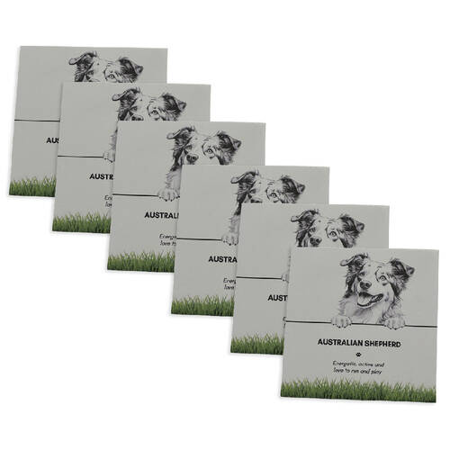 6PK Bramble Bay Pet Kitchen Coaster Australian Shepherd Dog Lover Gift 11x11cm