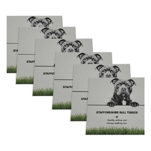 6PK Bramble Bay Pet Coaster Staffordshire Bull Terrier Dog Lover Gift 11x11cm