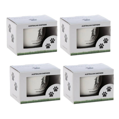 4PK Bramble Bay Australian Shepherd Dog Print Novelty/Coffee Mug White