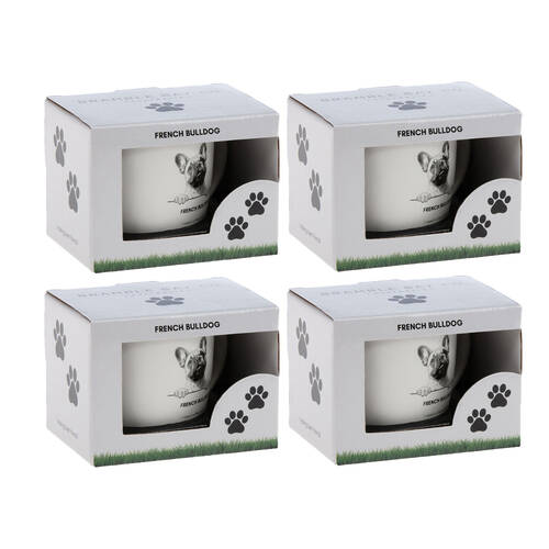 4PK Bramble Bay French Bulldog Dog Print Novelty/Coffee Mug White
