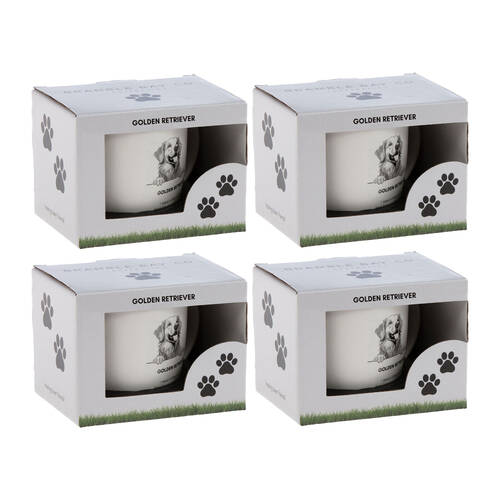 4PK Bramble Bay Golden Retriever Dog Print Novelty/Coffee Mug White