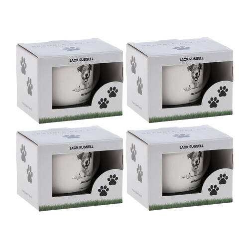 4PK Bramble Bay Jack Russell Dog Print Novelty/Coffee Ceramic Mug White