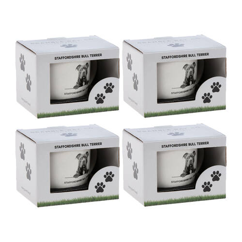 4PK Bramble Bay Staffordshire Bull Terrier Dog Print Novelty/Coffee Mug White