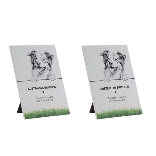 2PK Bramble Bay Pet Wall Plaque Australian Shepherd Dog Lovers Gift 16.5x21cm