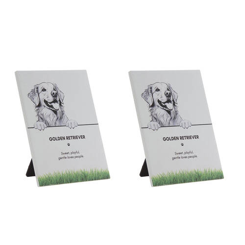 2PK Bramble Bay Pet Wall Plaque Golden Retriever Dog Lovers Gift 16.5x21cm