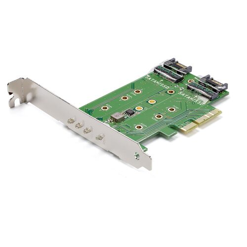 Star Tech 3Port M.2 NGFF SSD Card Adapter - PCI Express 3.0 M.2 Card