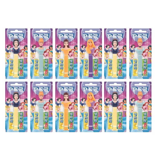 12x Pez Princess Dispenser Flavoured Lollies Assorted 17g Confectionery