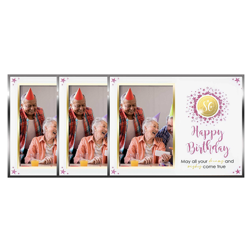 3x 80th Glitterati Photo Frame 6x4" Glass Novelty/Keepsake