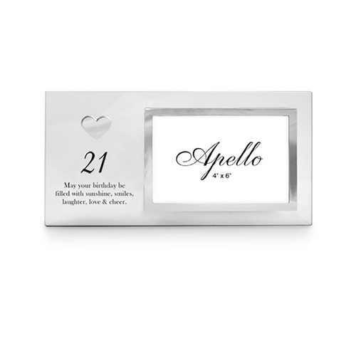 Happy 21St Birthday Heart Photo Frame Glass 6x4 Inch Novelty/Keepsake