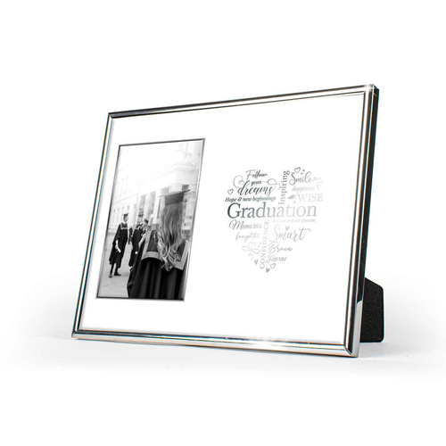 Graduation Free-Standing 6x4'' Photo Frame Rectangle Silver Edged