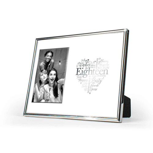 18th Birthday Free-Standing 6x4'' Photo Frame Rectangle Silver Edged