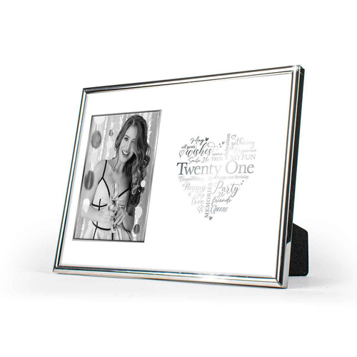 21st Birthday Free-Standing 6x4'' Photo Frame Rectangle Silver Edged
