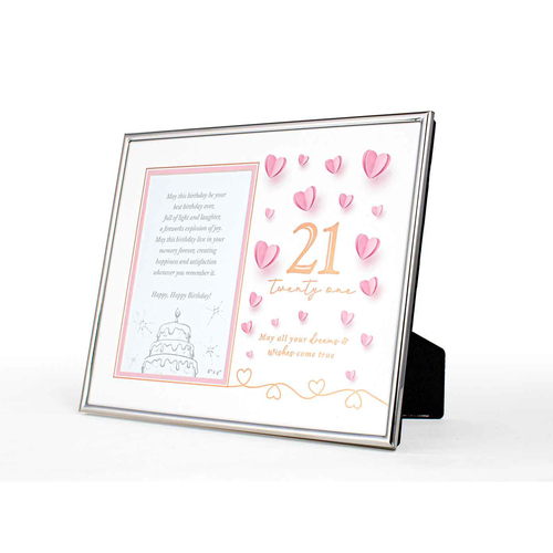 21st Paper Hearts Free-Standing 6x4'' Photo Frame Rectangle Silver Edged