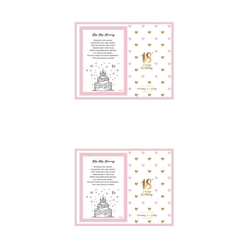 2PK LMD Glass 18th Sweet Hearts Glass Photo Frame Decor 18x19cm