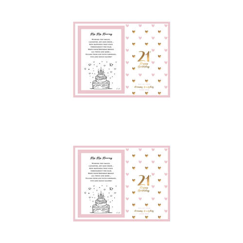 2PK LMD Glass 21st Sweet Hearts Glass Photo Frame Decor 18x19cm