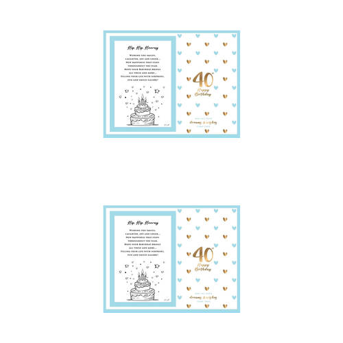 2PK LMD Glass 40th Sweet Hearts Glass Photo Frame Decor 18x19cm