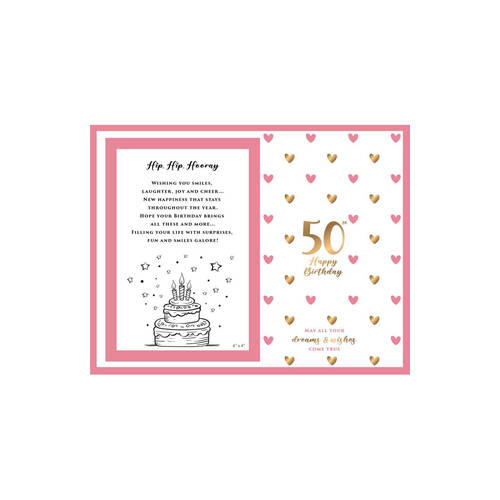 LMD Glass 50th Sweet Hearts Glass Photo Frame Decor 18x19cm
