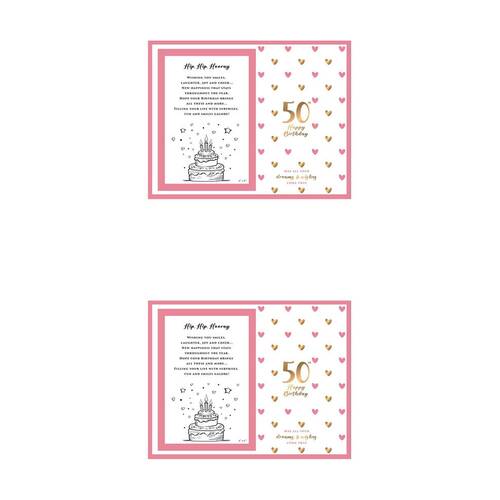 2PK LMD Glass 50th Sweet Hearts Glass Photo Frame Decor 18x19cm