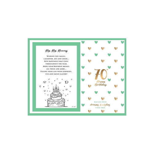 LMD Glass 70th Sweet Hearts Glass Photo Frame Decor 18x19cm