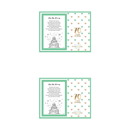 2PK LMD Glass 70th Sweet Hearts Glass Photo Frame Decor 18x19cm