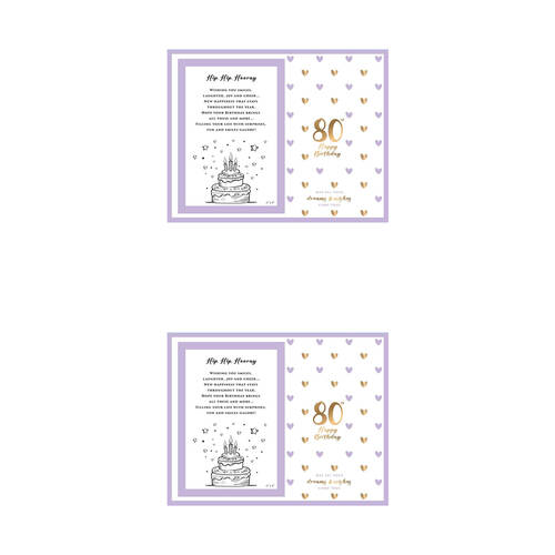2PK LMD Glass 80th Sweet Hearts Glass Photo Frame Decor 18x19cm