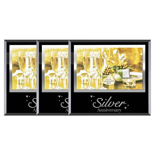 3x 25th Silver Anniversary 6x4 Inch Keepsake Novelty Photo Frame