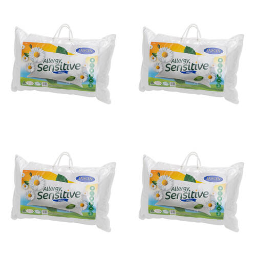 4PK Jason Firm Allergy Sensitive Washable Pillow - White