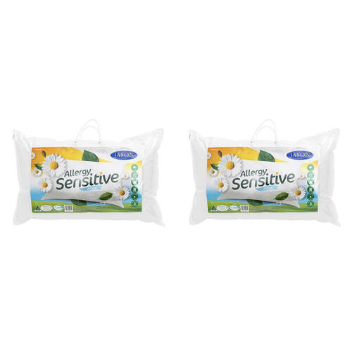 2PK Jason Medium Allergy Sensitive Washable Pillow - White