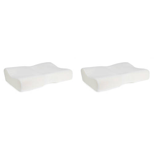 2PK Jason Breezeair Therapeutic Memory Foam Pillow Contoured - White
