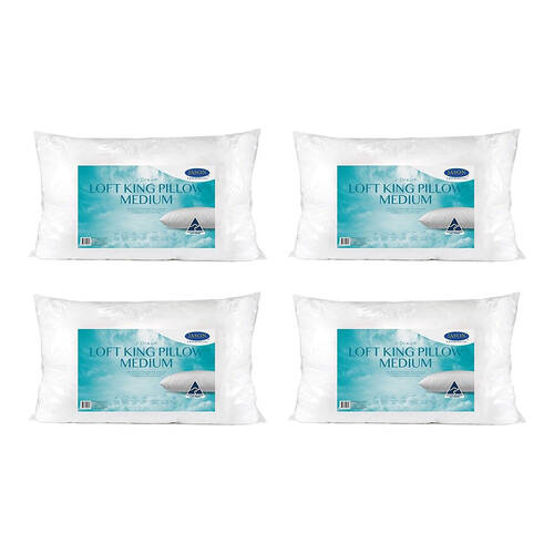 4PK Jason Commercial J-Dream Loft King Medium 1100gm Pillow 50x90cm