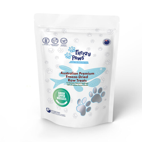 Freezy Paws 50g  Pets Cat Dog New Zealand Green Lipped Mussels Raw Treats