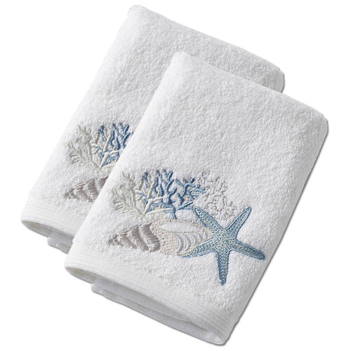 2x Pilbeam Living Seaside 32x32cm Cotton Face Washer - White