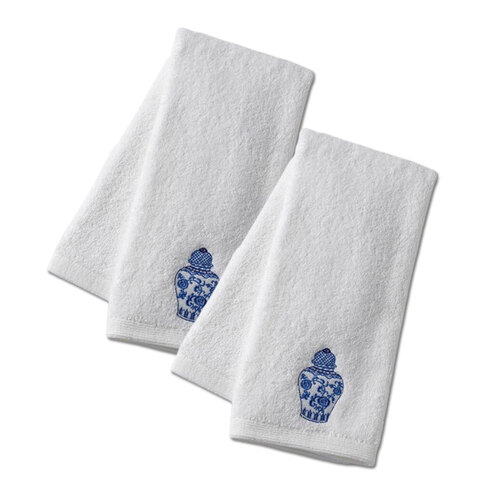 2x Pilbeam Living Ginger Jar 42x65cm Cotton Hand Towel - White