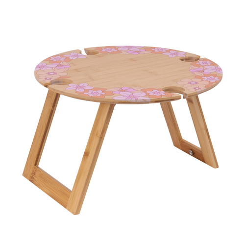 Splosh Picnic Retro Floral Bamboo Foldable Picnic Table 40cm