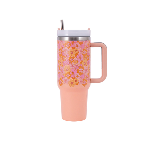 Splosh Picnic Retro Floral Insulated Tumbler w/ Straw 1.2L