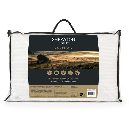 2pc Sheraton Luxury Maison Bamboo Blend Memory Foam Pillow Set