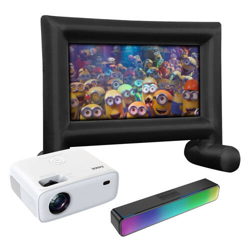 Laser Outdoor Full HD 1080p Cinema Bundle w/ 144in Screen Projector