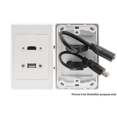 Pro2 Pk3304 Hdmi & Usb Wall Plate Socket - Flexible Rear Socket