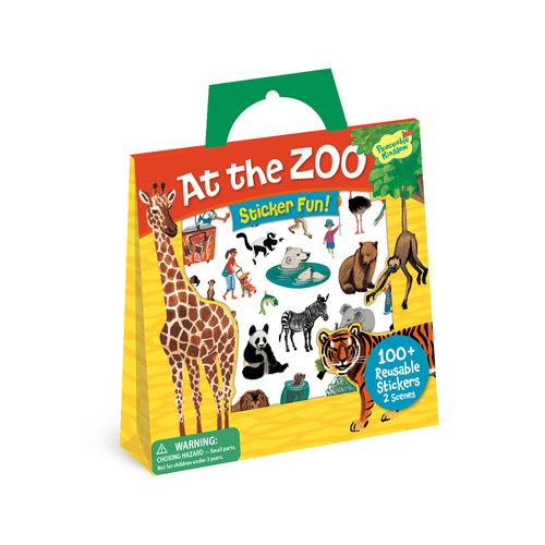 Peaceable Kingdom Kids Reusable Sticker At the Zoo Scenes w/ Tote 3y+