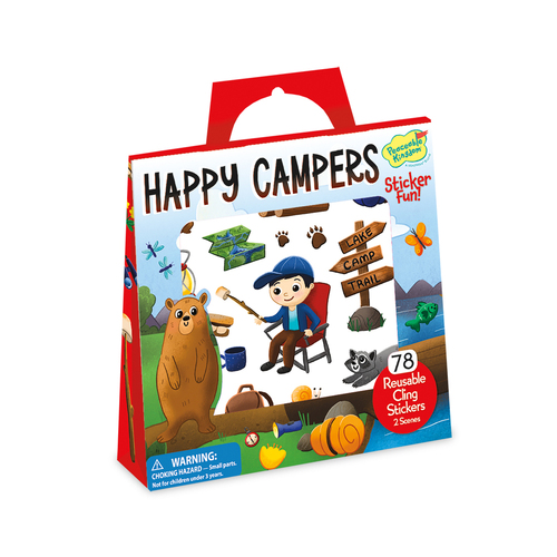 Peaceable Kingdom Kids Reusable Sticker Camping Scene w/ Tote 3y+