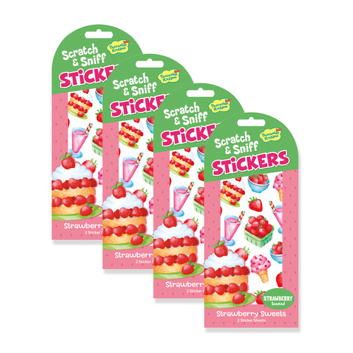4x Peaceable Kingdom 2-Sheet Strawberry Sweets Sticker Scratch & Sniff Kids 3+