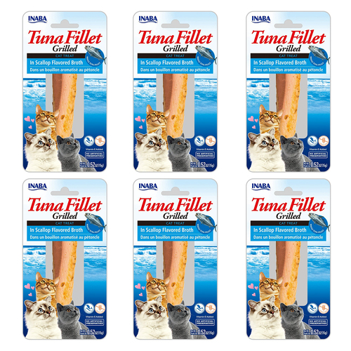 6PK Inaba 15g Grilled Tuna Fillet In Scallop Flavoured Broth Cat Pet Food Pack