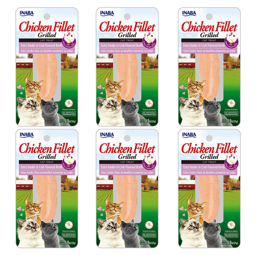 6PK Inaba 25g Grilled Chicken Fillet Tender in Crab Flavored Broth Cat Pet Food