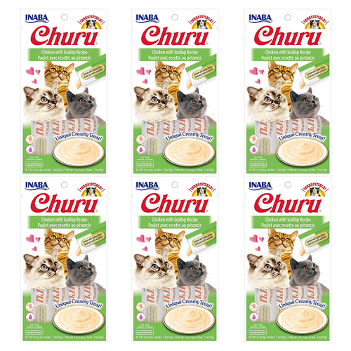 6PK Inaba Churu Chicken w/ Scallop Recipe Cat/Kitten Pet Food Pack